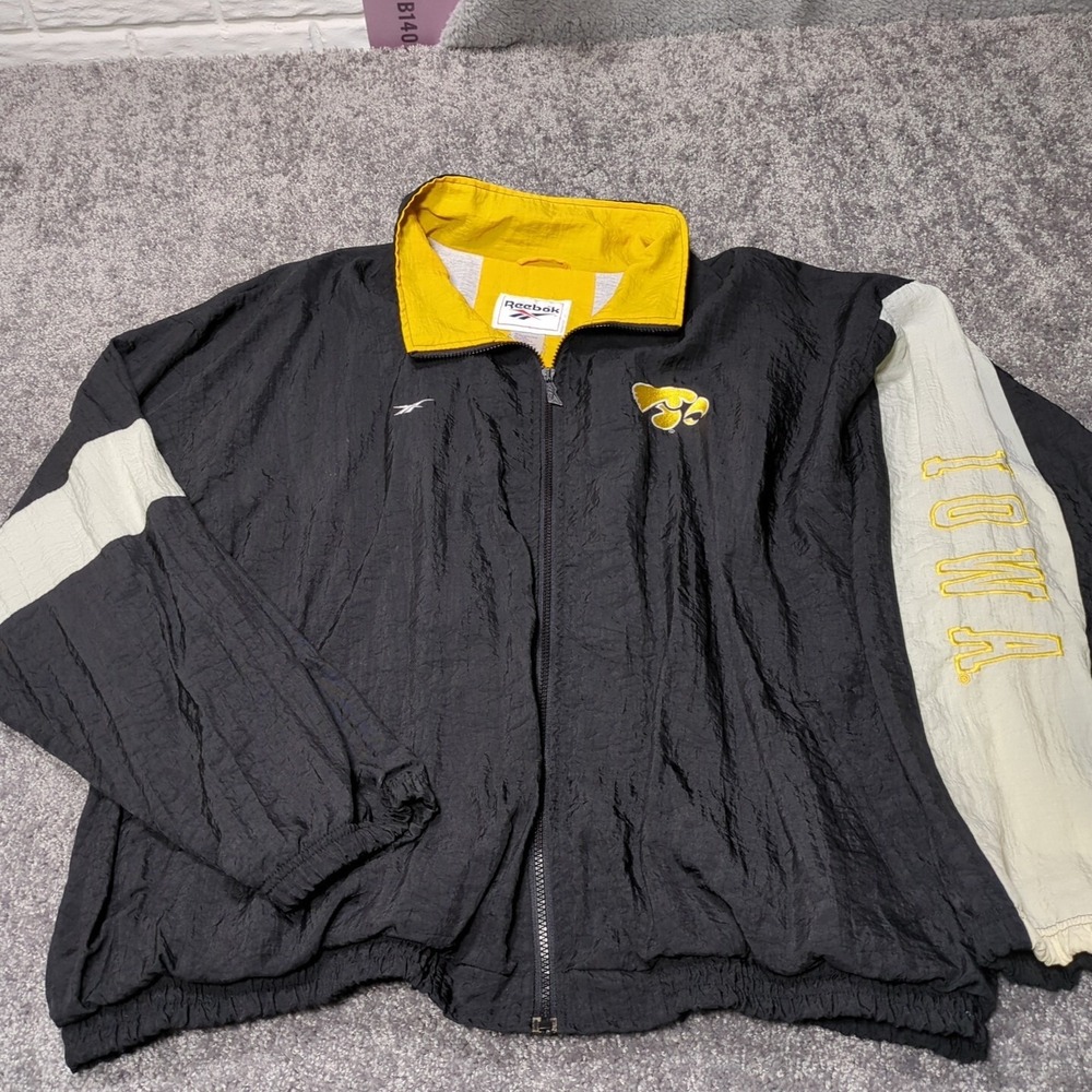 Vtg Reebok Track Suit University Of Iowa Hawkeyes Mens 2XL Black Caitlin Clark - Picture 2 of 16